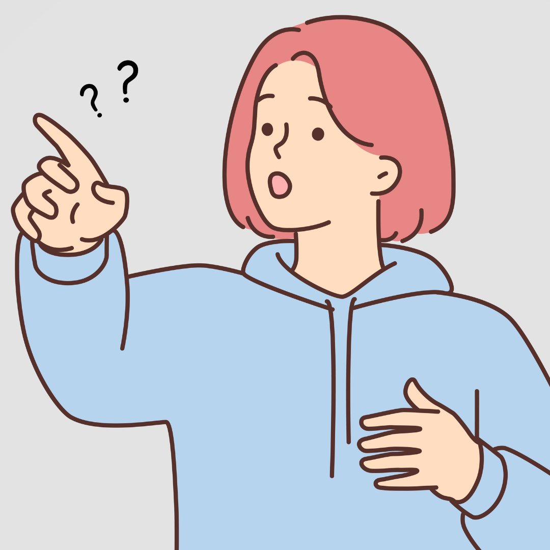 picture of woman pointing questioning something